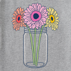 Women's Gerbera Flower Jar Long Sleeve Crusher-LITE Vee