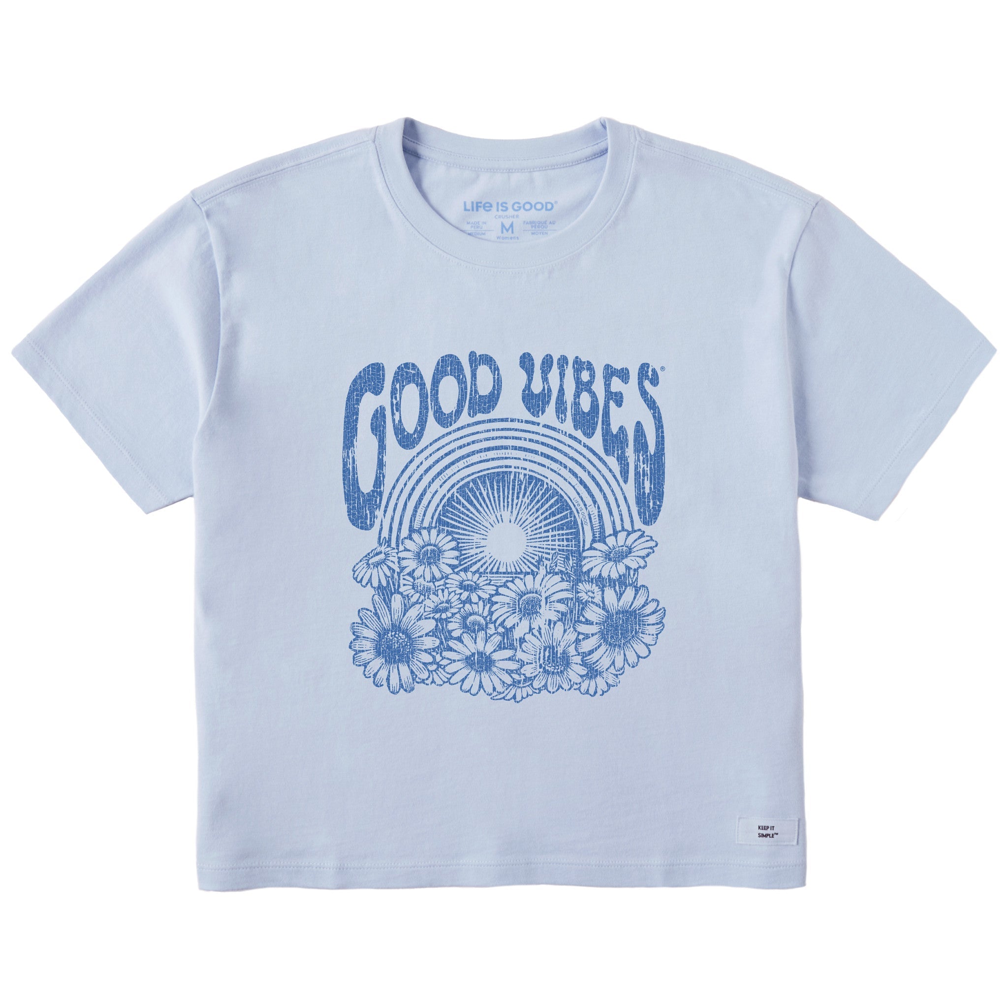 Women's Good Vibes Flowers Short Sleeve Crusher Boxy Tee