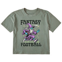 Women's Fantasy Football Rushing Wizard Short Sleeve Crusher Boxy Tee