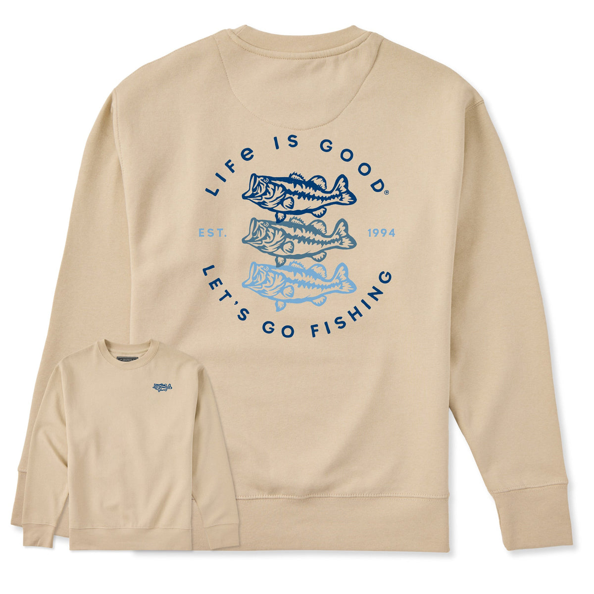 Adult Unisex Let's Go Fishing Trio Every Wear Crew Sweatshirt