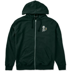 Men's Skeleton w Beer Good Vibes Fleece Zip Hoodie