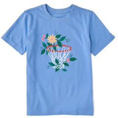 Kids Floral Basketball Short Sleeve Crusher Tee