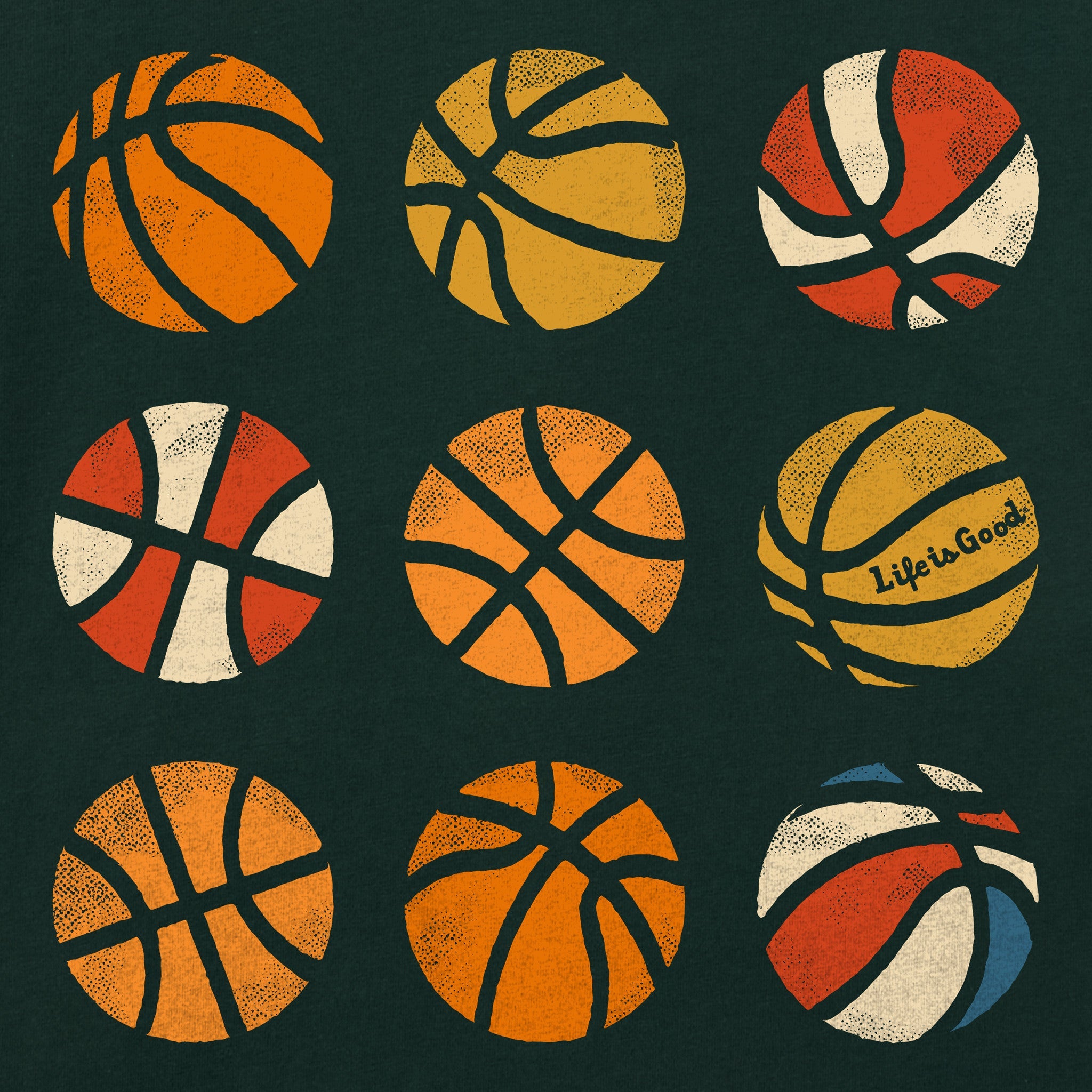 Kids Basketball Grid Long Sleeve Crusher Tee