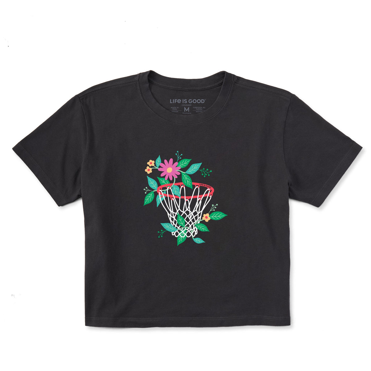 Women's Floral Basketball Short Sleeve Crusher Boxy Tee