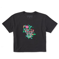 Women's Floral Basketball Short Sleeve Crusher Boxy Tee