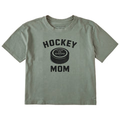 Women's Hockey Mom Big Puck Short Sleeve Crusher Boxy Tee