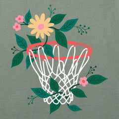 Women's Floral Basketball Long Sleeve Crusher Tee