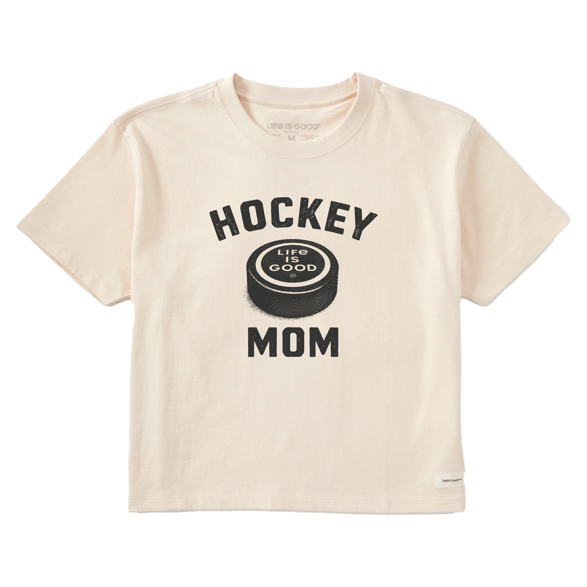 Women's Hockey Mom Big Puck Short Sleeve Crusher Boxy Tee
