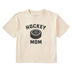 Women's Hockey Mom Big Puck Short Sleeve Crusher Boxy Tee