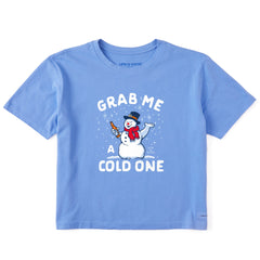 Women's Grab Me a Frosty Cold One Short Sleeve Crusher Boxy Tee
