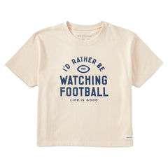 Women's I'd Rather Be Watching Football Short Sleeve Crusher Boxy Tee