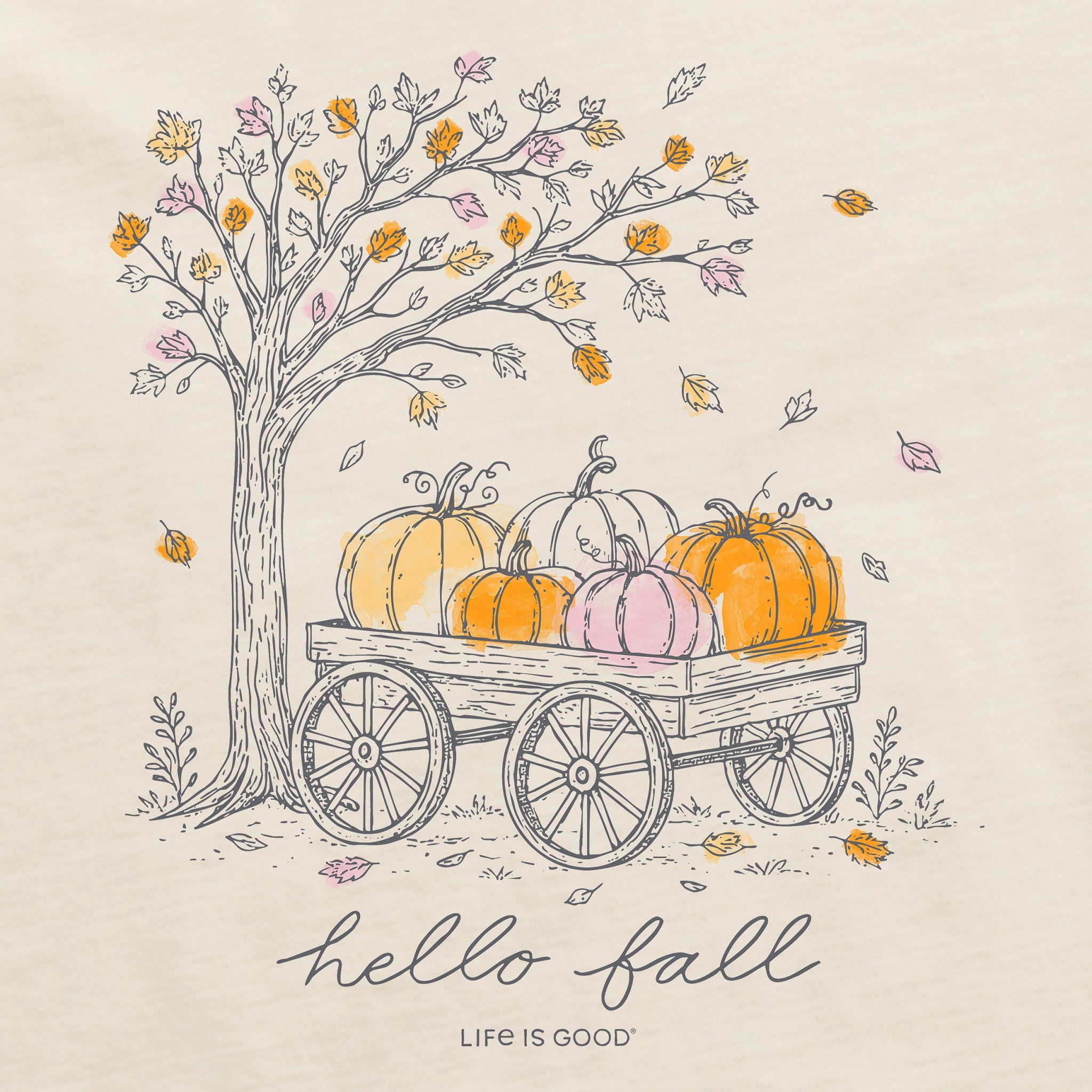 Women's Hello Fall Pumpkin Cart Long Sleeve Crusher Tee
