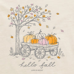Women's Hello Fall Pumpkin Cart Long Sleeve Crusher Tee