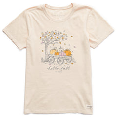 Women's Hello Fall Pumpkin Cart Short Sleeve Crusher Tee