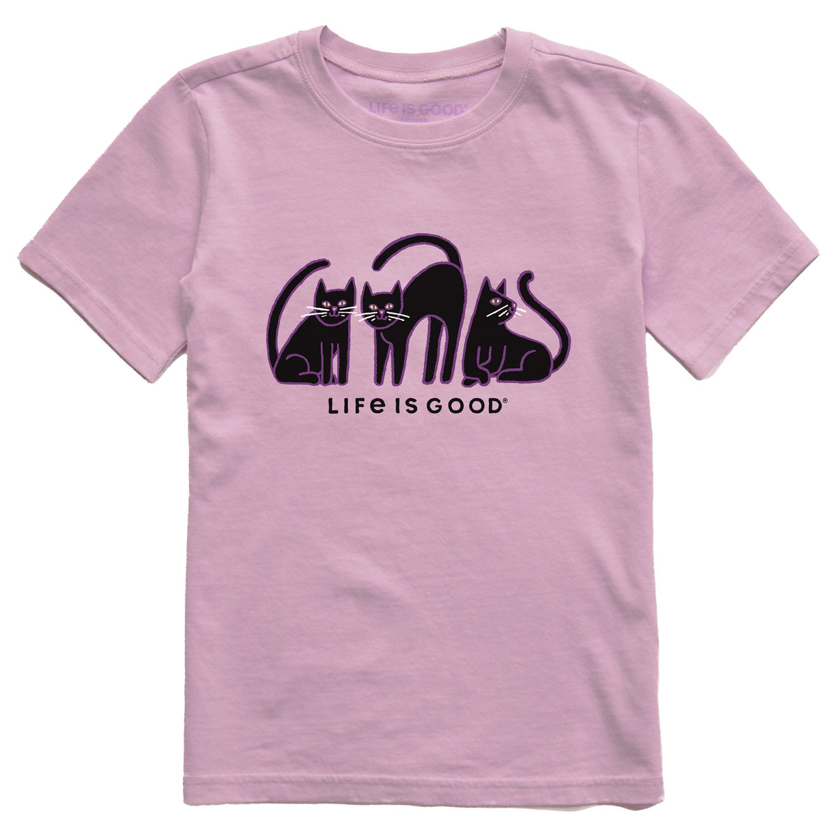 Kids Black Cat Trio Short Sleeve Crusher Tee