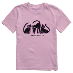 Kids Black Cat Trio Short Sleeve Crusher Tee