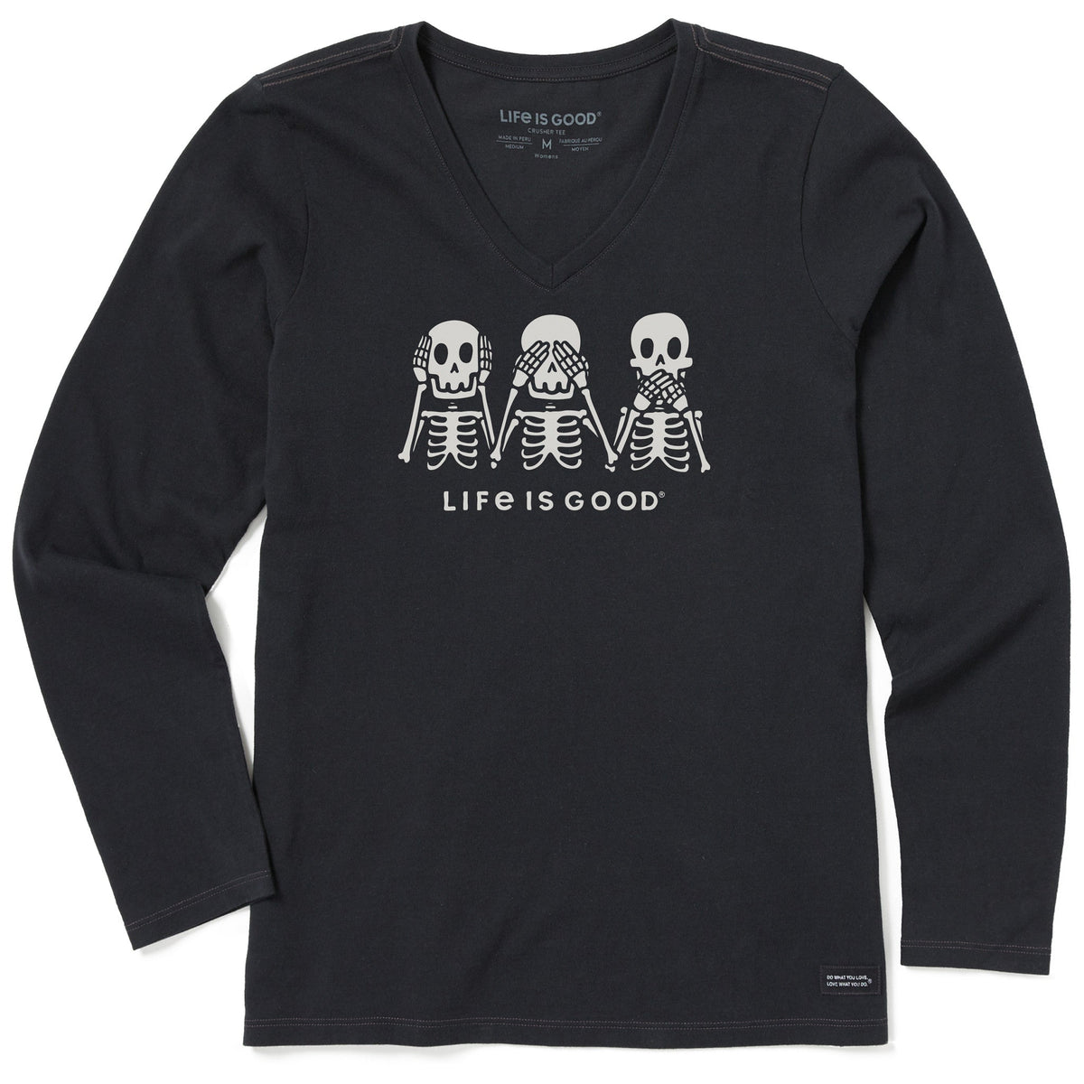 Women's Hear No Skeletons Long Sleeve Crusher Vee