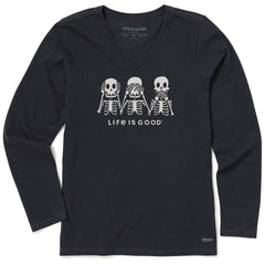 Women's Hear No Skeletons Long Sleeve Crusher Vee