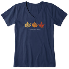 Women's Leafy Leaf Trio Short Sleeve Crusher Vee