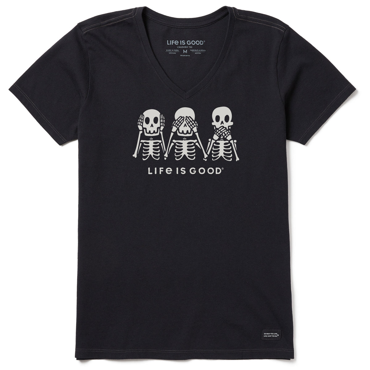 Women's Hear No Skeletons Short Sleeve Crusher Vee