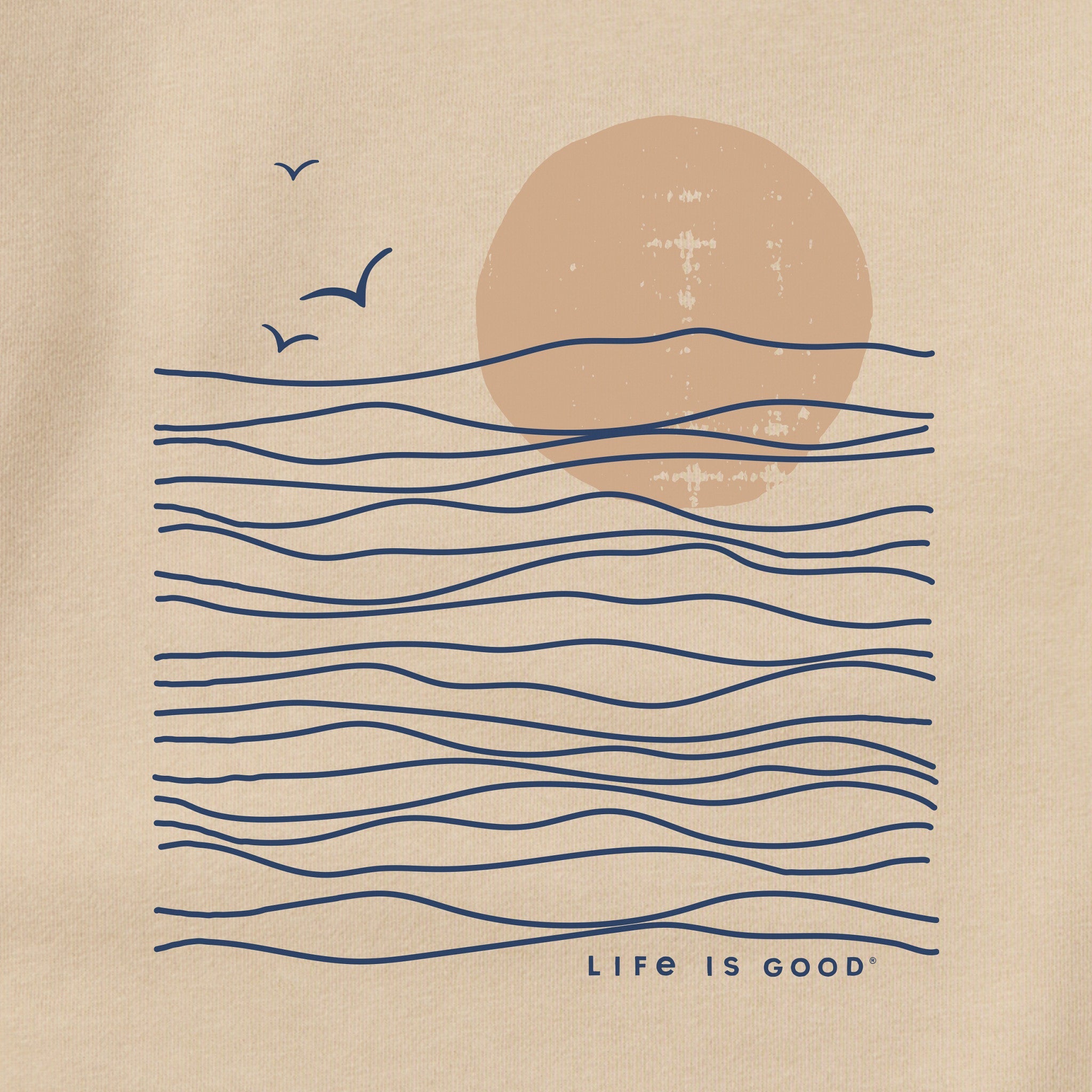 Adult Unisex Life is Good Sunset Waves Every Wear Crew Sweatshirt