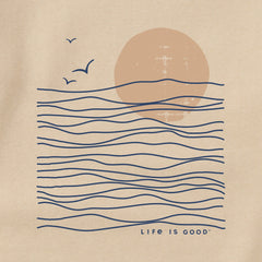 Adult Unisex Life is Good Sunset Waves Every Wear Crew Sweatshirt