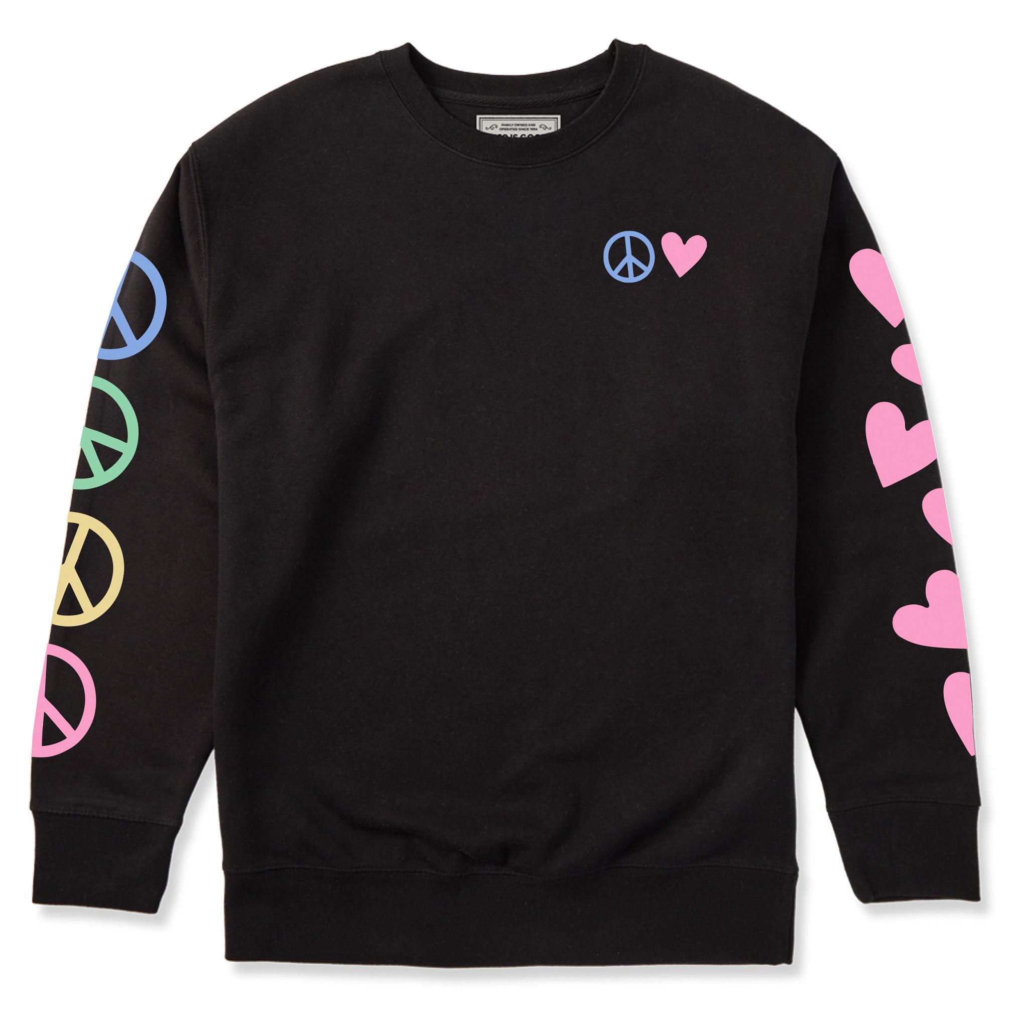 Adult Unisex Peace and Love Together Every Wear Crew Sweatshirt