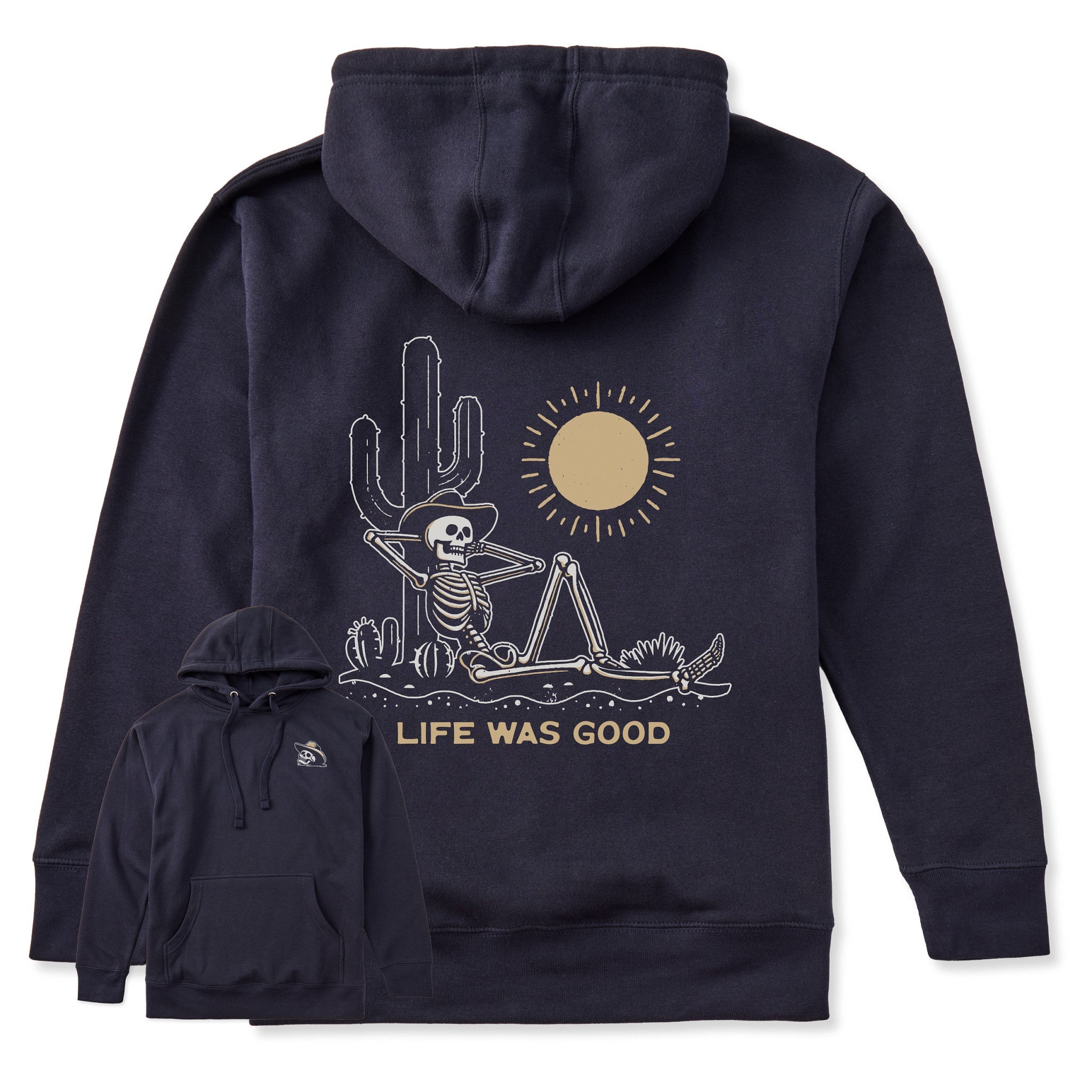 Adult Unisex Life was Good Cowboy Skull Every Wear Hoodie Sweatshirt