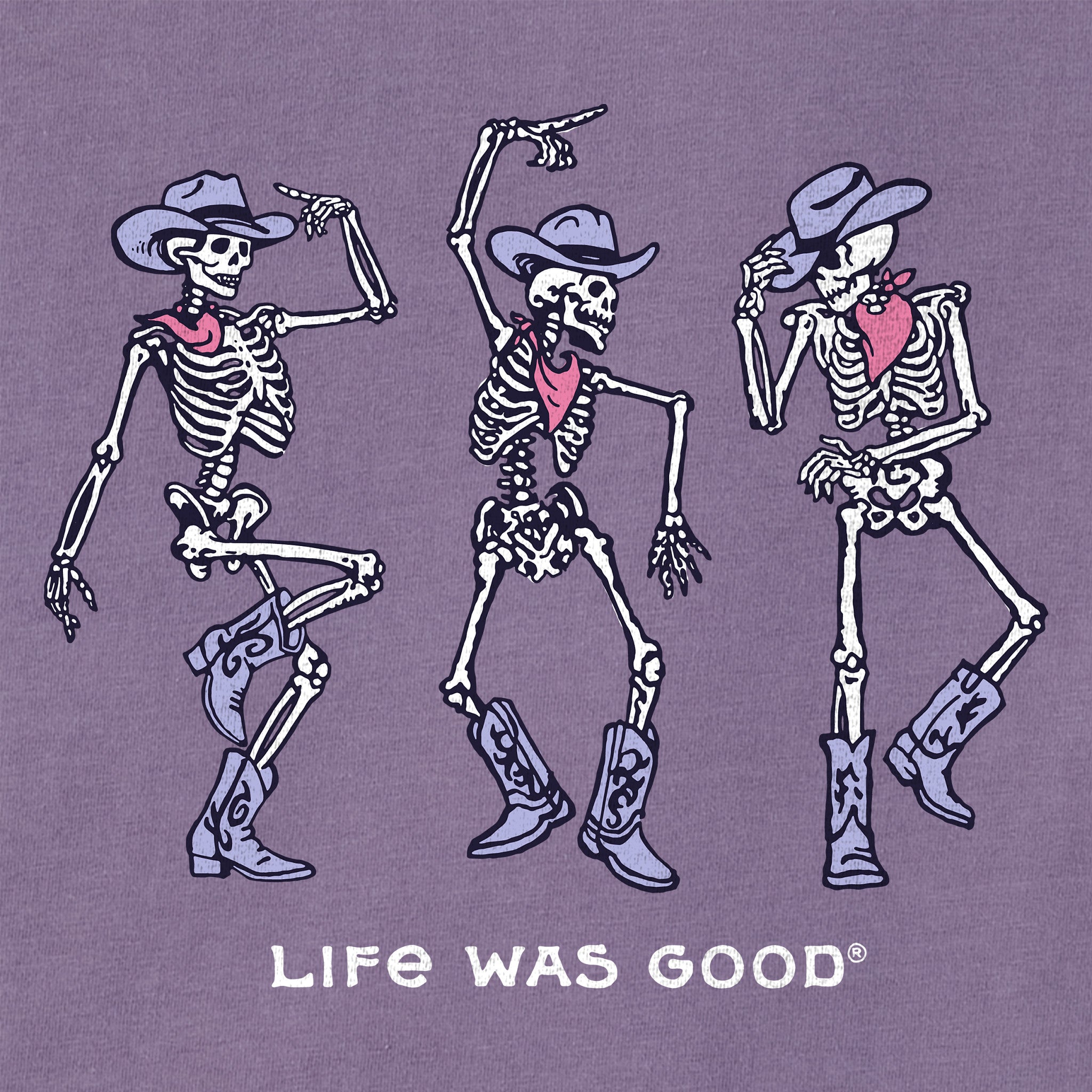 Women's Dancing Cowboy Skeletons Short Sleeve Crusher Boxy Tee