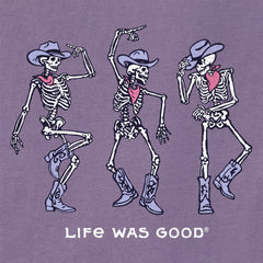 Women's Dancing Cowboy Skeletons Short Sleeve Crusher Boxy Tee