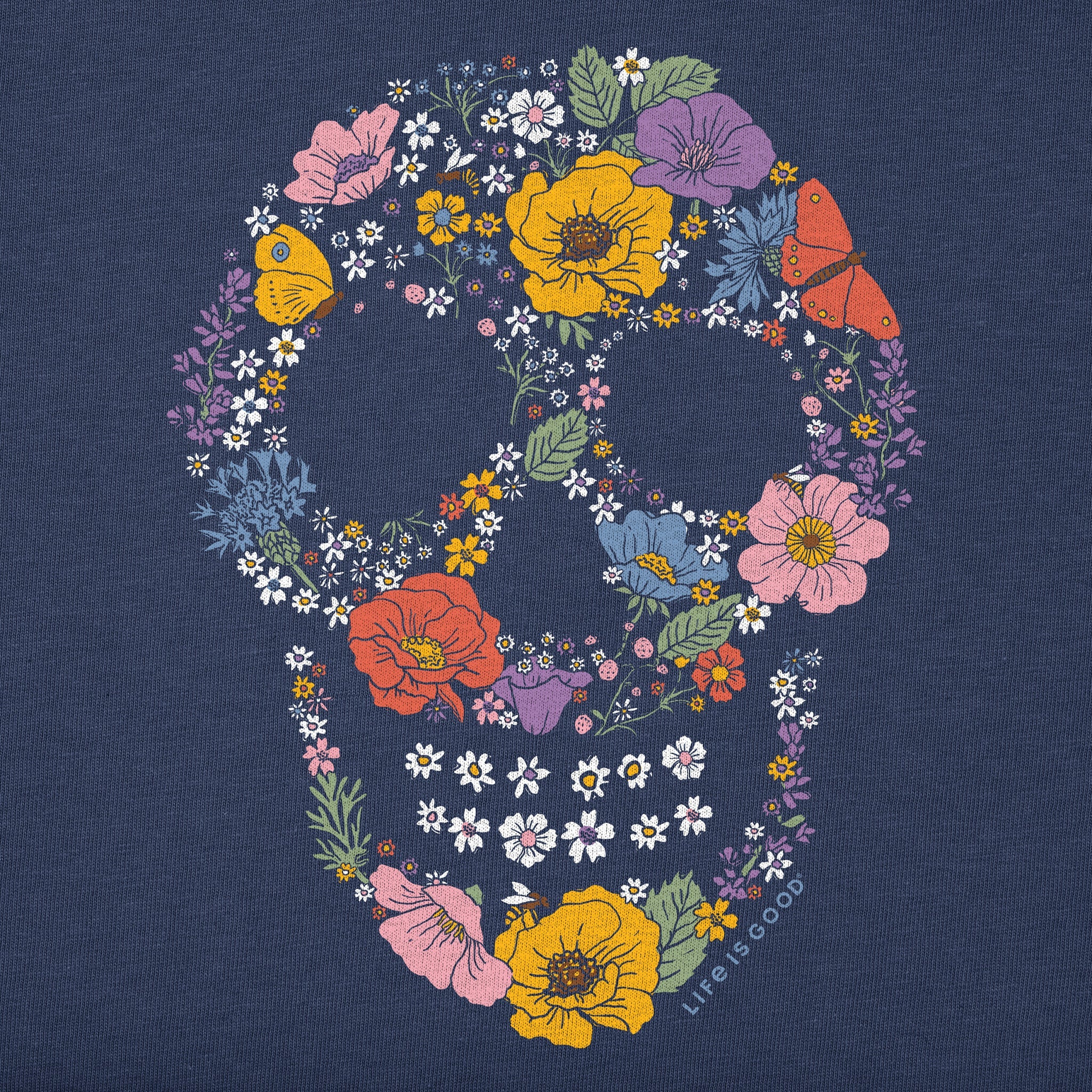 Women's Flower Collage Skull Short Sleeve Crusher Boxy Tee