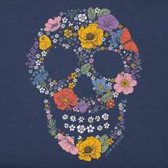 Women's Flower Collage Skull Short Sleeve Crusher Boxy Tee