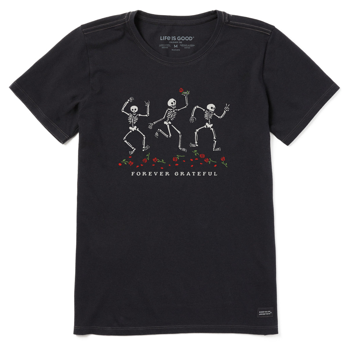 Women's Forever Grateful Dancing Skeletons Short Sleeve Crusher Tee