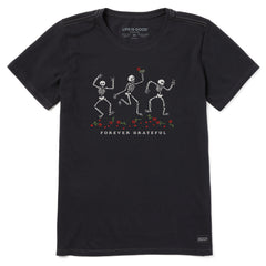 Women's Forever Grateful Dancing Skeletons Short Sleeve Crusher Tee