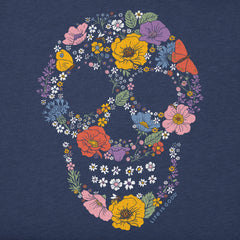 Women's Flower Collage Skull Short Sleeve Crusher Tee