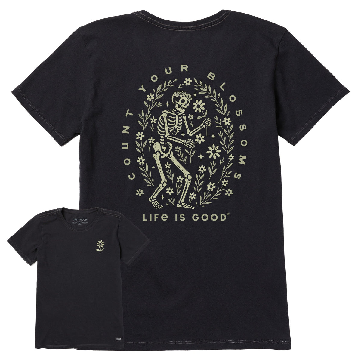 Women's Count Your Blossoms Skeleton Short Sleeve Crusher Tee