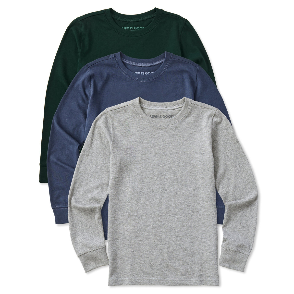 Kids Solid 3-Pack Long Sleeve Crusher Tee  Multi 2