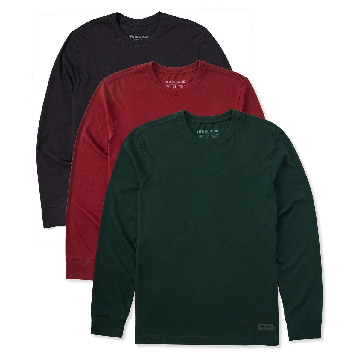 Mens Solid 3-Pack Long Sleeve Crusher Tee  Multi 3