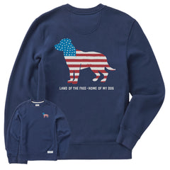 Men's Home of My Dog Flag Simply True Fleece Crew