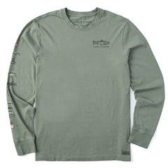 Men's Etched Simple Fish Long Sleeve Crusher Tee