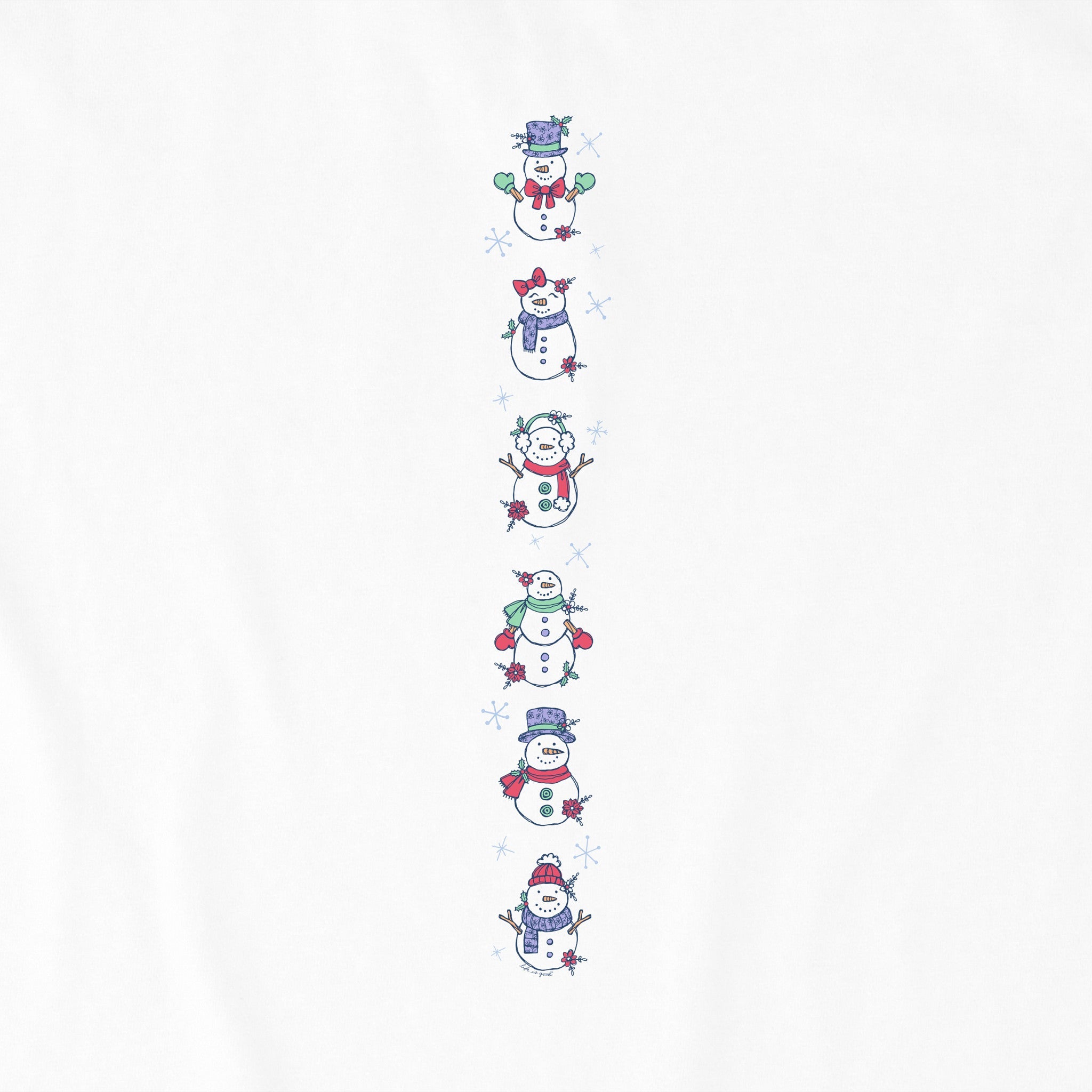Women's Cute Snowmen Long Sleeve Crusher Tee