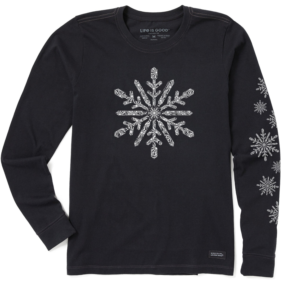 Women's Contrast Snowflake Long Sleeve Crusher Tee
