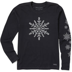 Women's Contrast Snowflake Long Sleeve Crusher Tee