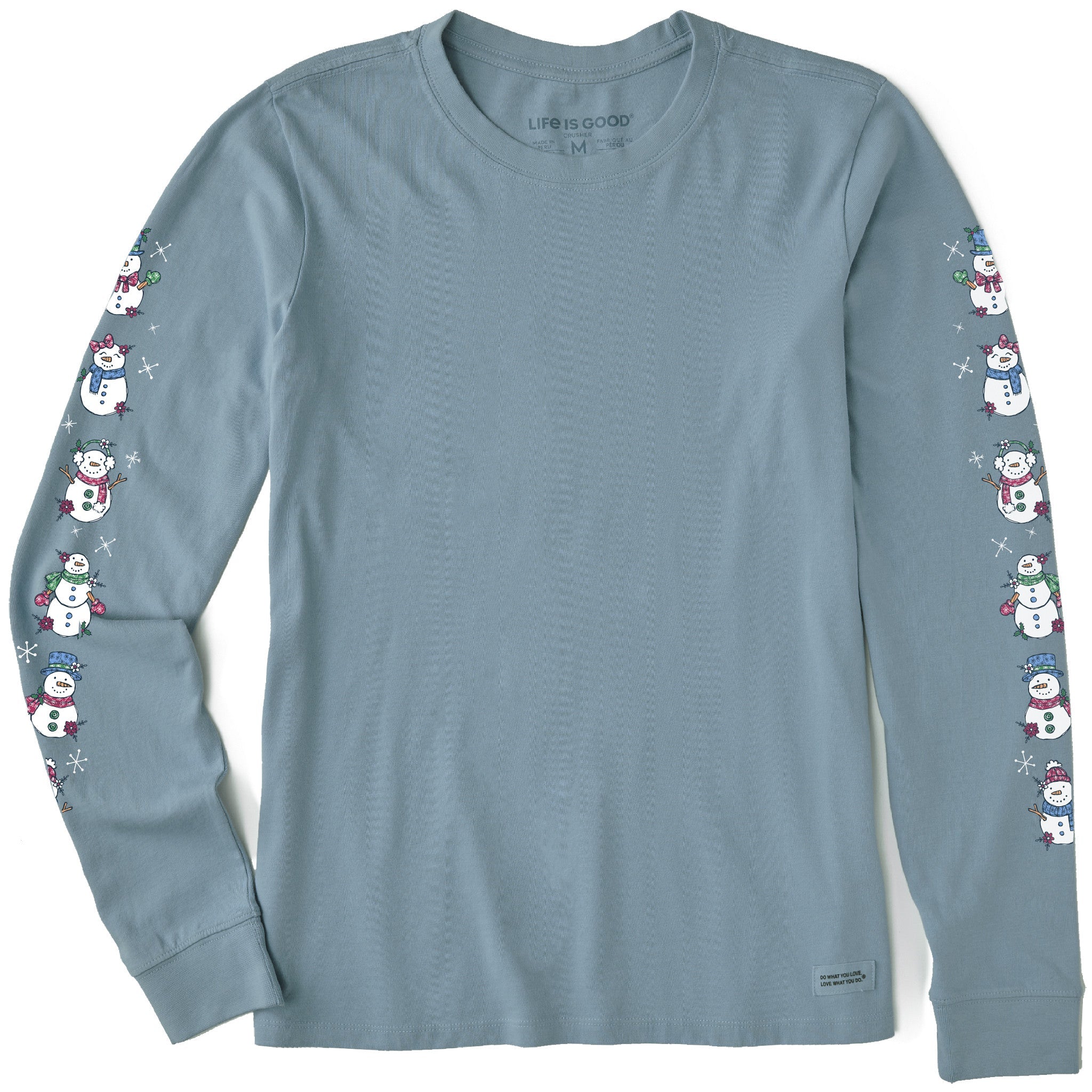 Women's Cute Snowmen Long Sleeve Crusher Tee