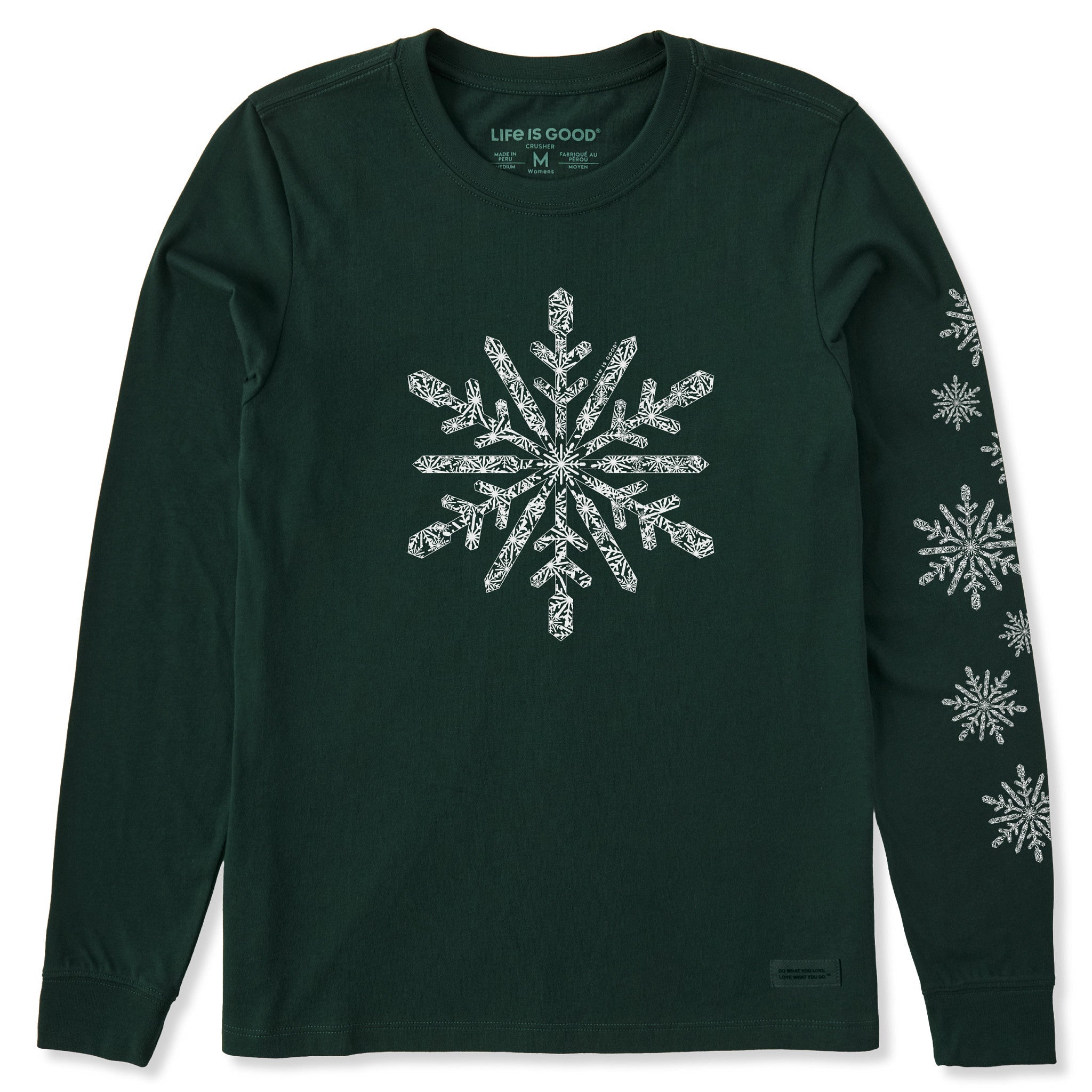Women's Contrast Snowflake Long Sleeve Crusher Tee