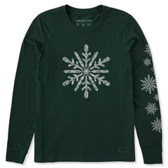 Women's Contrast Snowflake Long Sleeve Crusher Tee