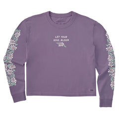 Women's Let Your Soul Bloom Daisies Long Sleeve Crusher Boxy Tee