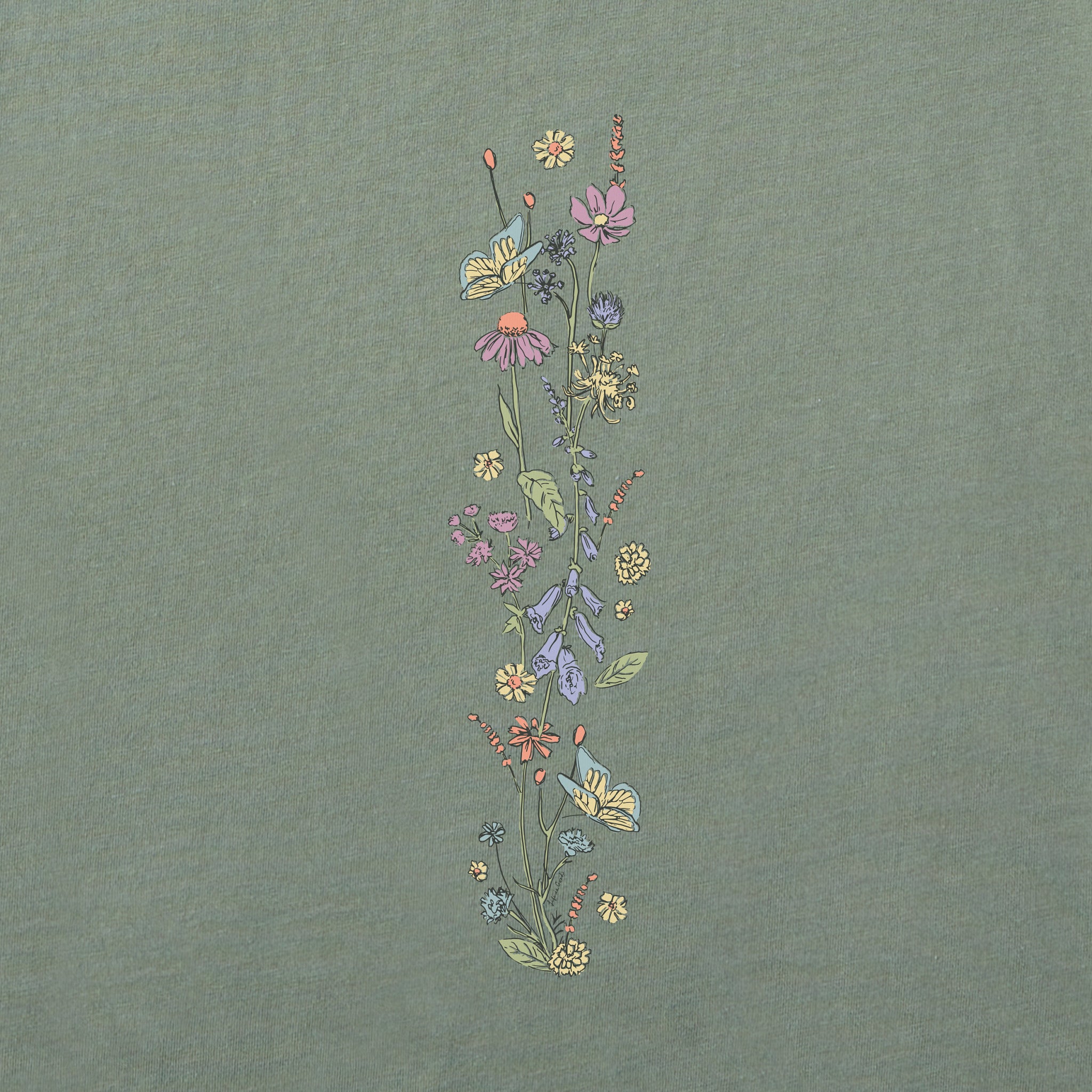 Women's Butterflies & Wildflowers Long Sleeve Crusher Boxy Tee