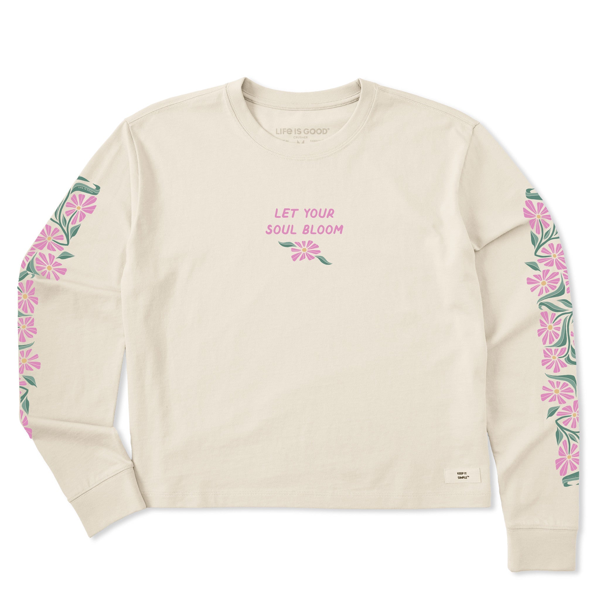 Women's Let Your Soul Bloom Daisies Long Sleeve Crusher Boxy Tee
