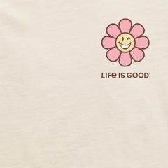 Women's Groovy Smiley Daisies Long Sleeve Crusher Boxy Tee